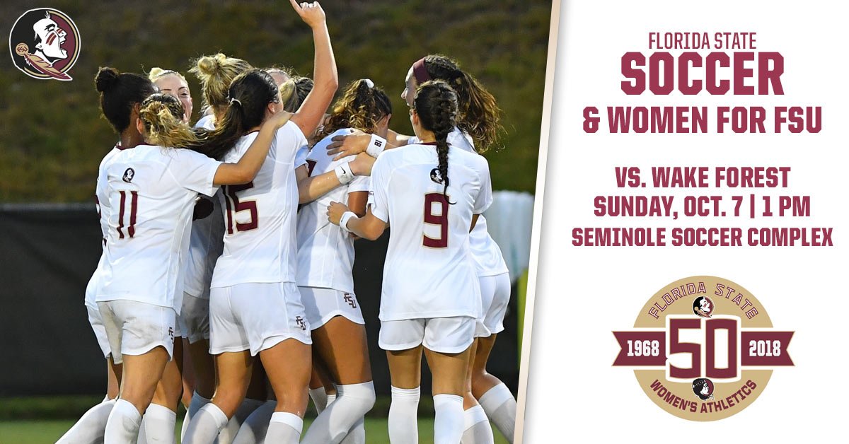 Women4FSU's tweet photo. Join #W4FSU to support our @FSUSoccer team this Sunday, October 7th at 1pm! Check in at the marketing table at the front gate to connect with other #W4FSU members. Admission is free and families are welcome! https://t.co/LfewIeoImX