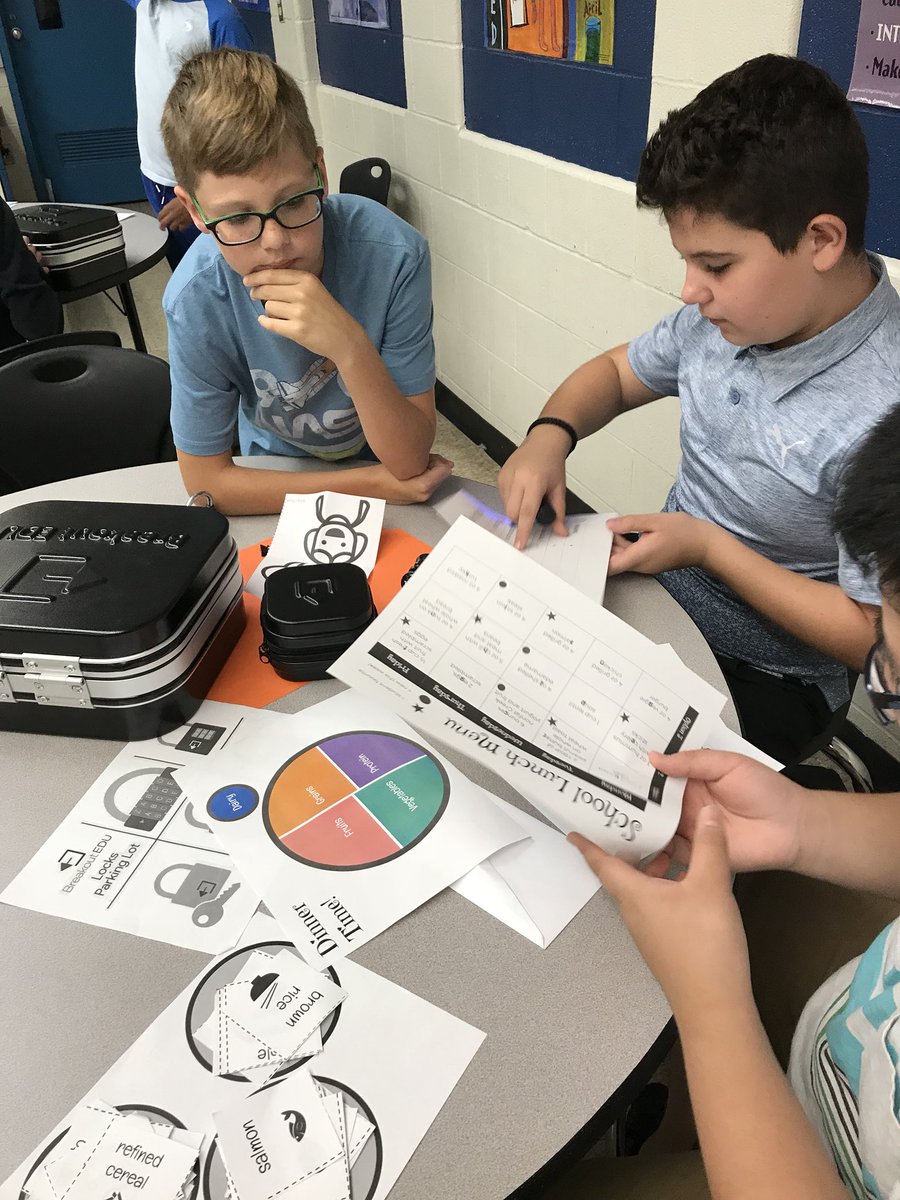 mrseberle104's tweet photo. My first Breakout Box activity with 6th grade! I saw first hand how important it is to have activities that stimulate critical thinking skills! I learned so much preparing for today. I couldn’t have done it without the support of @sadieclorinda! #MSDSTEM @breakoutEDU @buerklems https://t.co/mzgVgknfaC