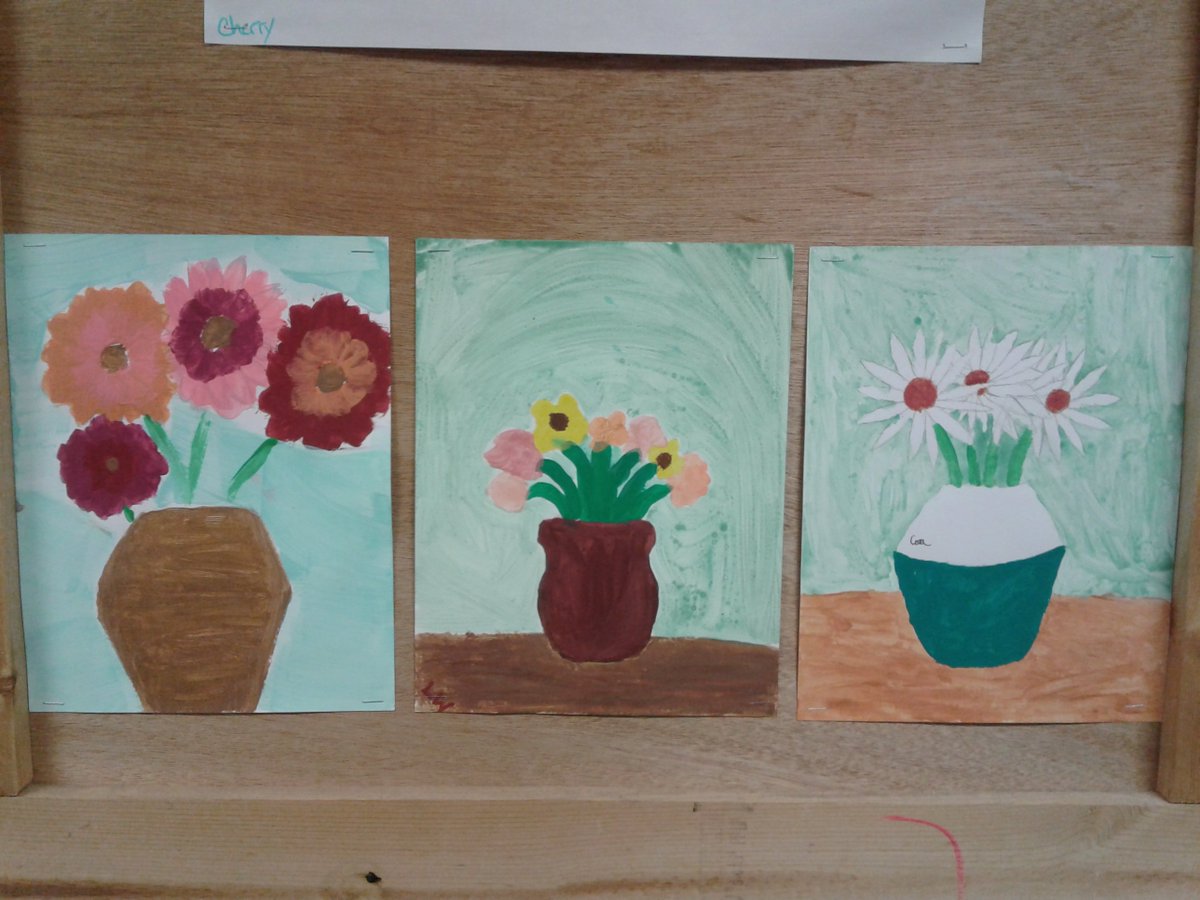 RedeniusScience's tweet photo. A few of our Chemistry class's paintings. The blue paint was made by reacting Copper (II) Sulfate and Sodium Carbonate, then filtering the solid and mixing with egg yolk and distilled water. https://t.co/iHgNgJvFtF