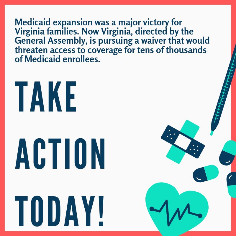 CoverVaToday's tweet photo. Submit a public comment today. Tell state and federal health officials NO to burdensome requirements, NO to monthly premiums, and NO to costly provisions. Take action here: https://t.co/W8qkO8AAFo. https://t.co/VpwacT1um5
