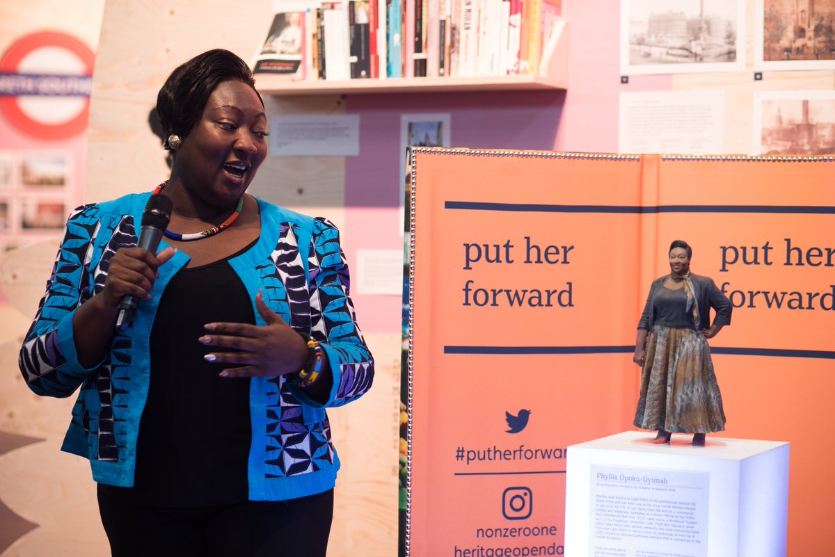 heritageopenday's tweet photo. It’s #BlackHistoryMonth! What better time to flashback to our fantastic #UnsungStories project, #putherforward, where @nonzeroone unveiled a statue of the incredible @MsLadyPhyll, co-founder of @ukblackpride! https://t.co/k6JP6sG2og