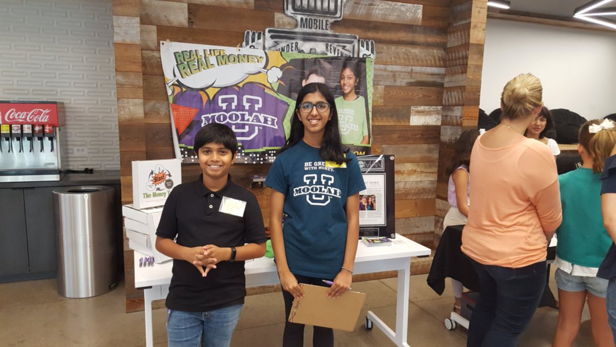 MoolahU's tweet photo. Moolah U Apprentices kicked off @AtxStartupWeek with a bang! They demonstrated leadership, teamwork, and confidence while sharing their Moolah U experience with parents & kids alike! Thanks for being so great apprentices! #BeGreatWithMoney #ASW2018 https://t.co/va4g9xyFWk