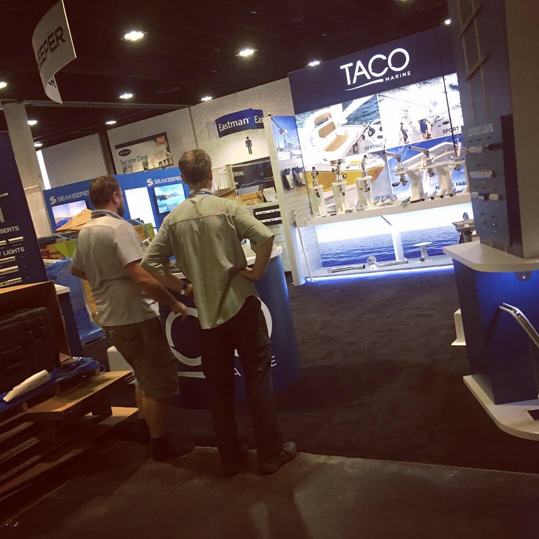 taco_marine's tweet photo. Let’s get this party started! 🚤🎣#IBEX2018 @ibexshow #settingup #tacomarine #booth1433 https://t.co/arzl8vnPxR
