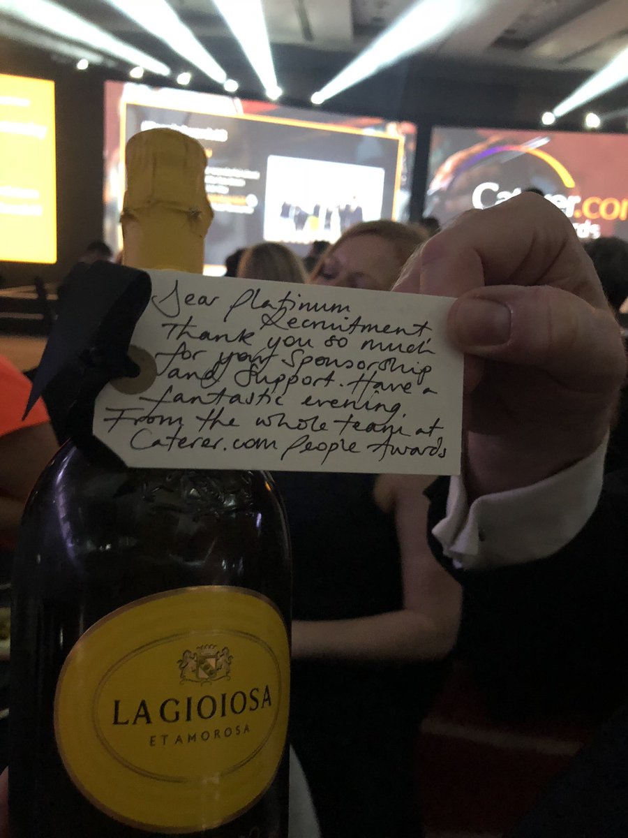 Lovely gesture from @Catererdotcom <a href="/neilpatt74/">Neil Pattison</a> #PeopleAwards18 proud to be involved in such a fantastic evening! Love Hospitality? #LovePlatinum