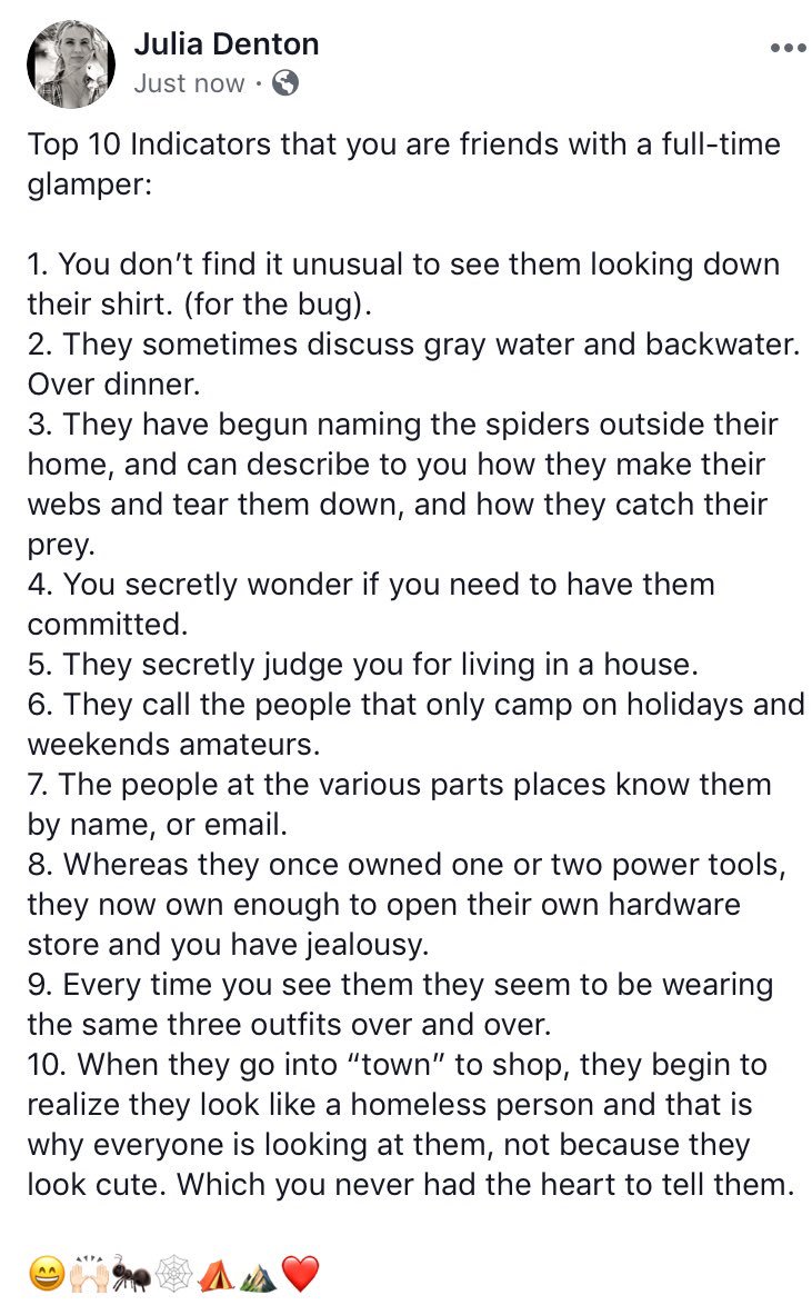 Glampers Top Ten #Glamping #rvlife ❤️⛺️⛰🕷🐜