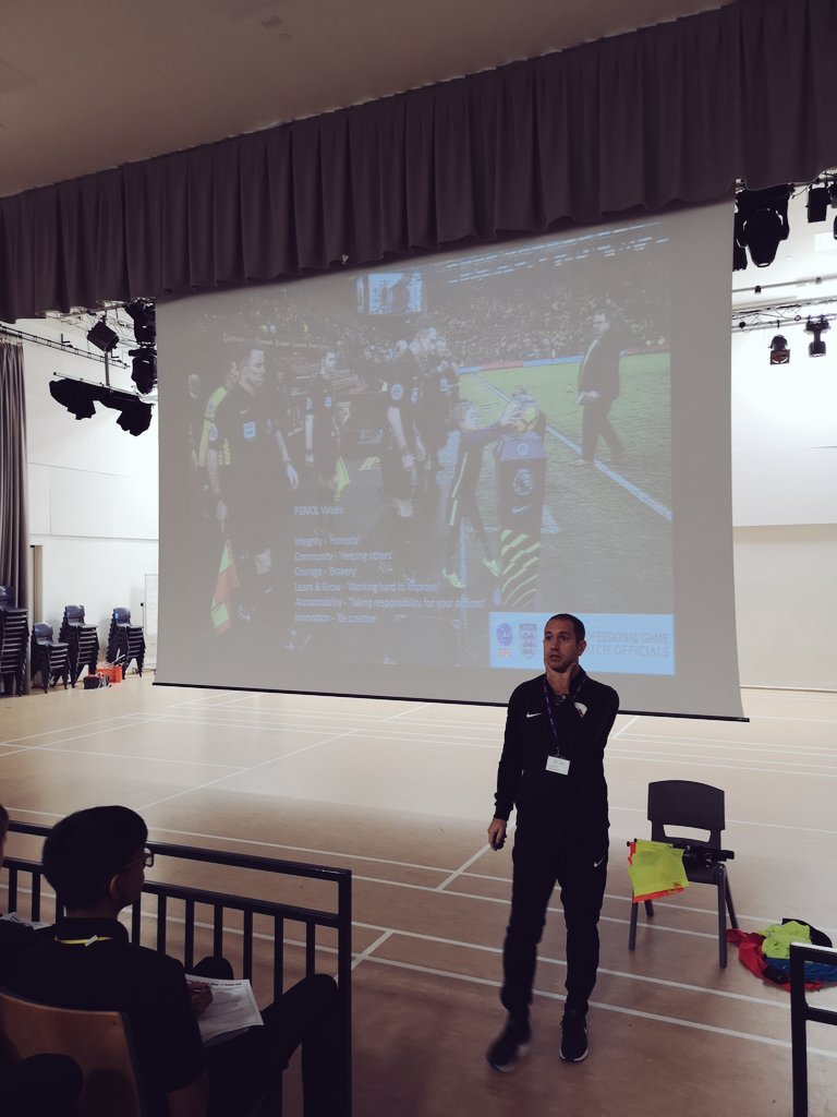 Brilliant to have my old P.E. teacher, Jeremy Simpson come into school today to talk to BTEC students about his roles and responsibilities as a Select Group 2 referee! Managed to sneak in a few stories about Becks, Sir Alex and Ronaldinho in there too!  #fullcircle