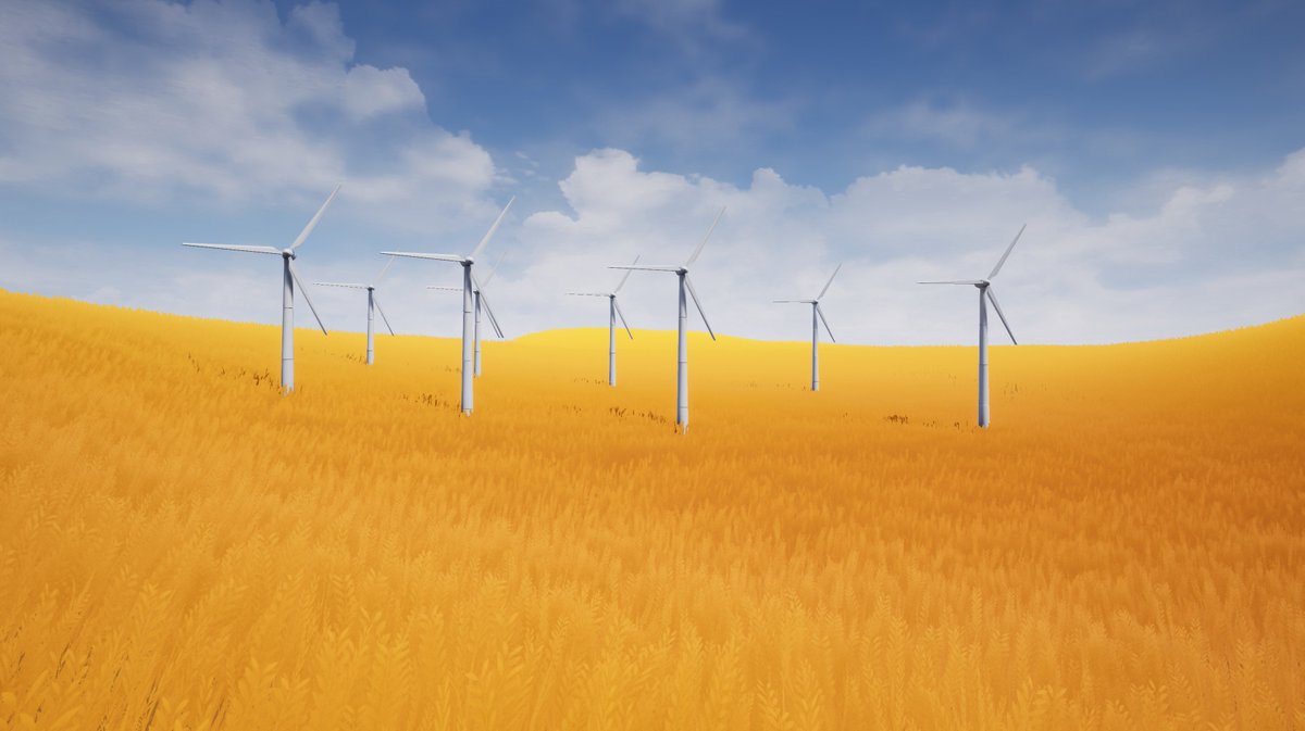 dddzzzru's tweet photo. Quick foliage shader #3d #ue4 #wheat #field #lowpoly #stylized #gamedev #gamedesign https://t.co/qny7hztmQZ