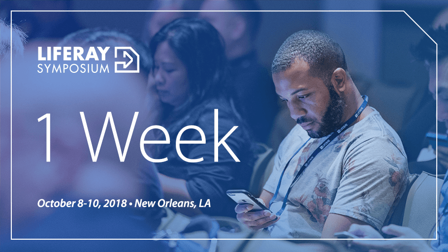 Liferay's tweet photo. The countdown begins. 1 week left until #LSNA18! What are you most excited for? https://t.co/gQel0hGq1z https://t.co/jpJr8d1xzP