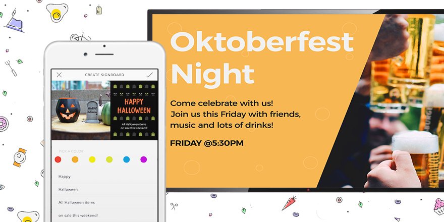 App_Promota's tweet image. NEW! Fresh-picked templates for #October1st. Use them to promote your new #menu or #dailyspecial. 

Catch 'em inside 🎃👻 View app: promota.io/for_twitter