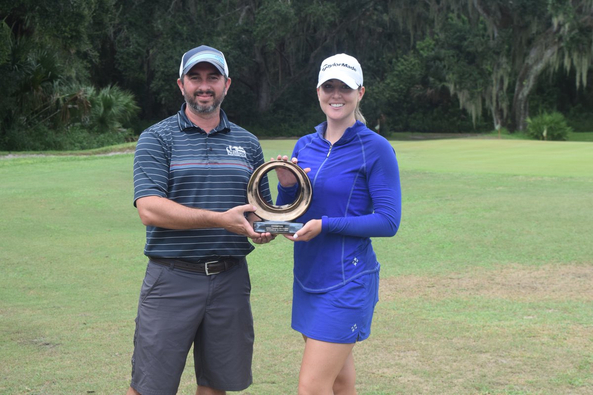 suncoastseries's tweet photo. Congrats to Megan Osland on her victory at the NWGA Turnbull Bay Ladies Classic. Osland turned in a 17 under par performance en route to her victory. In addition to the $5000 check, tournament host and course owner Chris Wroble presents Osland with the trophy. https://t.co/kD6qsjVpki