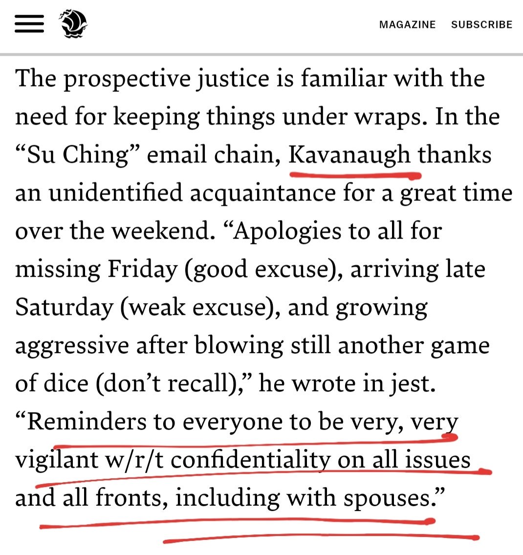 dutchiegirlie's tweet photo. @MichaelAvenatti @SenatorCollins Have @FBI interviewed people who were crew on the #SuChing when #Kavanaugh & his friends chartered it for the trip abt which he reminded everyone to be "very, very vigilant wrt confidentiality on all issues & all fronts, incl with wives"? Have they interviewed others on the trip? https://t.co/BTikBekdmH