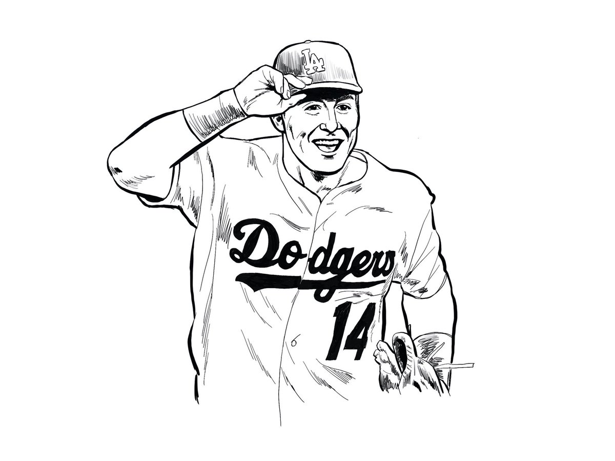 superindun's tweet photo. #InktoberDay1 — Love the Dodgers! Love Kiké Hernandez. Go Blue! https://t.co/ebZnZAXTpG