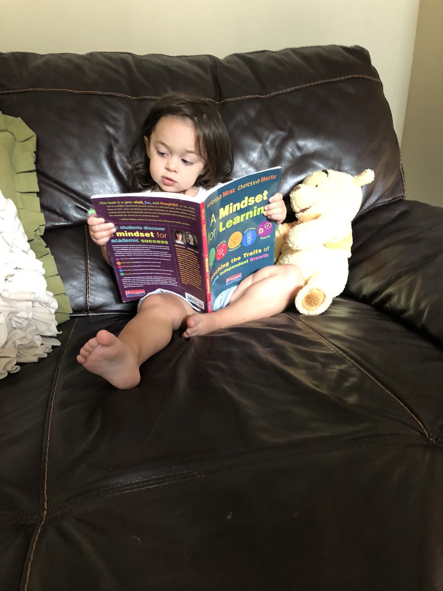 MPG61978's tweet photo. I think Peyton and Pooh are enjoying this book as much as I have been. Thanks @petelitcoach for the great book. #AMindsetforLearning #Empathy #Flexibility #Persistence #Resilience #Optimism @MrazKristine @christine_hertz https://t.co/1ltj8qJ49J
