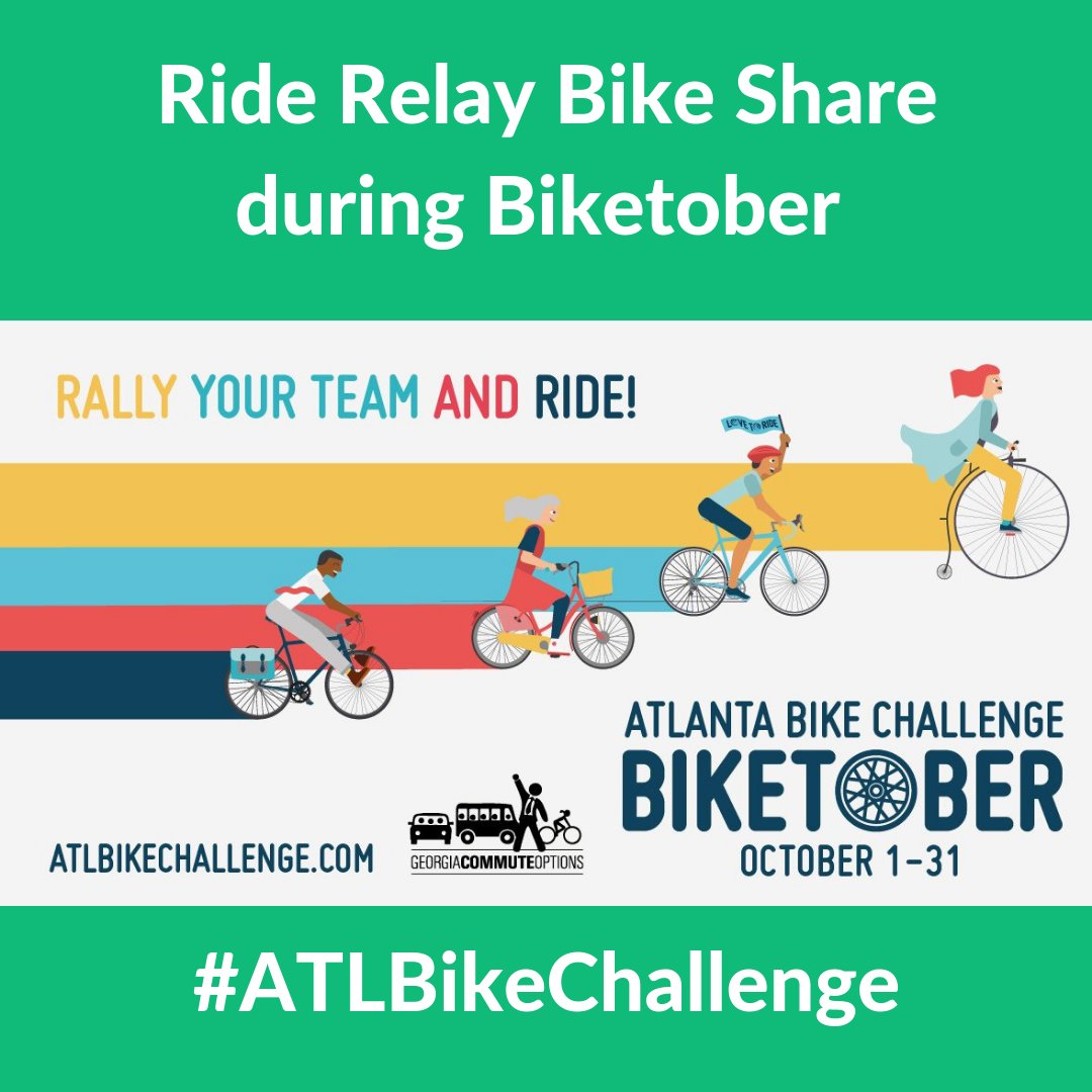 RelayBikeShare's tweet photo. Happy #Biketober Atlanta! Join the Atlanta Bike Challenge hosted by @GACommute for a chance to win prizes.
Use promo code: RelayCommuter2018 for a $7 account credit.
Sign up here >>> https://t.co/WzW6GwEjGl
#ATLBikeChallenge #RelayATL https://t.co/fvUU0eizZp