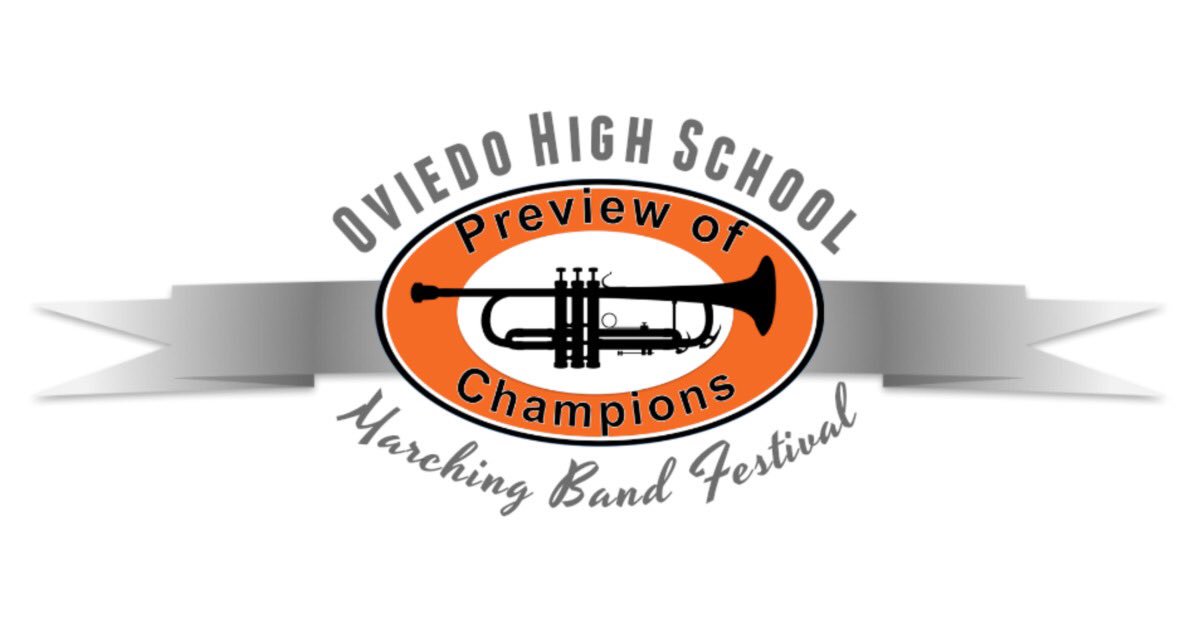 oviedoband's tweet photo. Join us Sat., Oct 6th @6pm as we host Preview of Champions Marching Band Festival.  The festival features high school bands from across Central Florida showcasing their marching shows! It is sure to be an exciting evening of music and fun. Tix at the gate - $10/person. https://t.co/PrlM7btXny