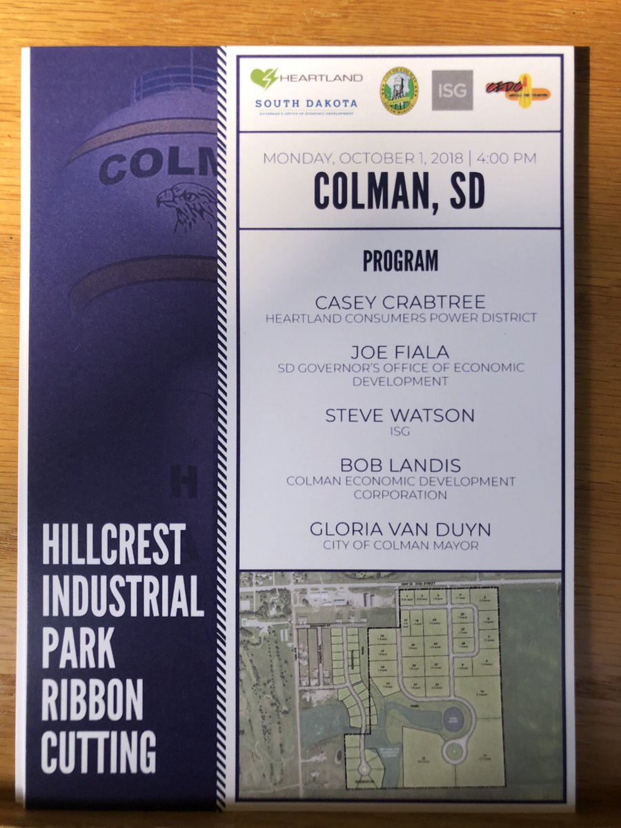 HeartlandPower's tweet photo. We are excited to see what businesses the #CertifiedReady #industrialpark will draw to #ColmanSD. Located on the SD34 corridor near I-29, 100 acres wait ready for #development. #newbiz #econdev @SDGOED @isgroupinc @CrabtreeCasey @joe_fiala https://t.co/HBMBdsJTJR