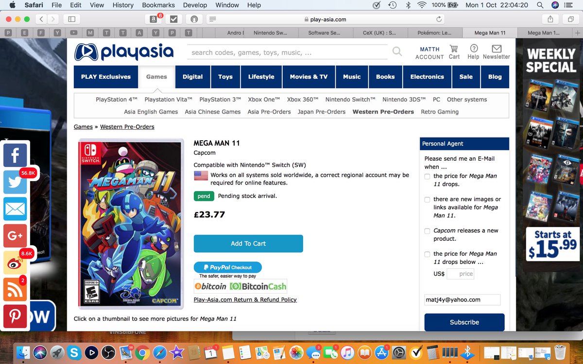mattyjjenkins's tweet photo. EXCITED! Watched @HappyConsoleGamer, @GameXplain_Official, @SpawnWaveMedia, @TheSwitchForce #MegaMan11 review! So๐ญ got2wait 4my copy from #PlayAsia!
@capcomusa @officialcapcom @playasia #MegaMan #CAPCOM #NintendoSwitch #PS4 #PlayStation #SpawnWave #HappyConsoleGamer #GameExplain https://t.co/RTH172zgCA