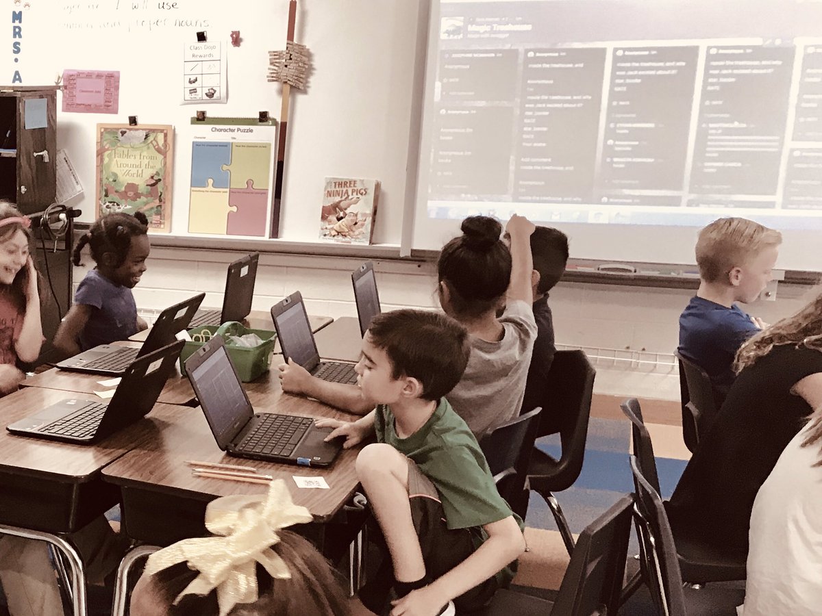 Sarartx's tweet photo. Introducing Padlet to my class as we discuss our first Magic Tree House novel. #bookstudy @MaryPopeOsborne @PMoyaHuber https://t.co/9M22SkMUU8