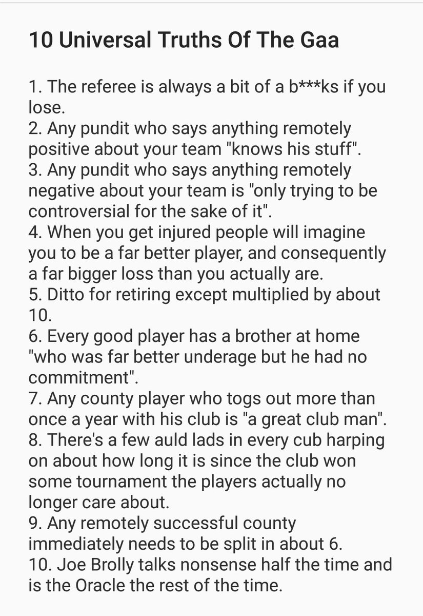 jodonoghue1983's tweet photo. The Universal Truths of the Gaa. #GAA https://t.co/IJSHiw3mTz