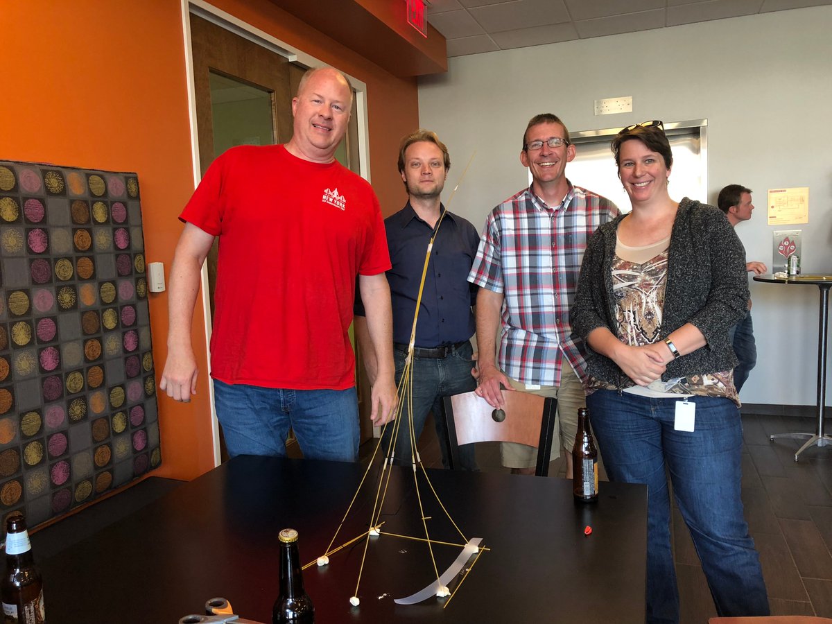 wwwsepcom's tweet photo. We took a break from building software today and tested our skills building the largest spaghetti tower with 1 marshmallow, tape, string, and dry noodles! Congrats to our winning team who had the TALLEST tower! #SEPMakes #ESOP https://t.co/J0XRSODqvN