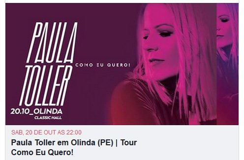 PaulaTollerProd's tweet photo. Paula Toller em Olinda (PE) | Tour Como Eu Quero!
Dia 20/10 - Classic Hall
Ingressos: https://t.co/lSvL3r4Zw6

#PaulaTollerNovoShow #PaulaToller #ShowCEQ #ShowComoEuQuero #ComoEuQuero #CEQ #TourComoEuQuero #Olinda #Recife #Show #PróximaParadaSalvador https://t.co/IP3LIZXhOK