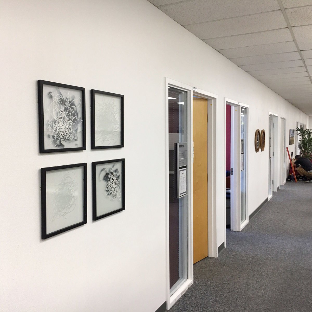CuratorEngine's tweet photo. Lena Klett (first photo) and Dani Godreau (second photo) looking 👌👌👌 ~ EXQUISITE FORCE is the second round of current and past ASU graduate student work displayed at the ASU Graduate College offices. It’ll be on view for a whole year, so check it out! #ceportfolio https://t.co/MsZUxWyakM