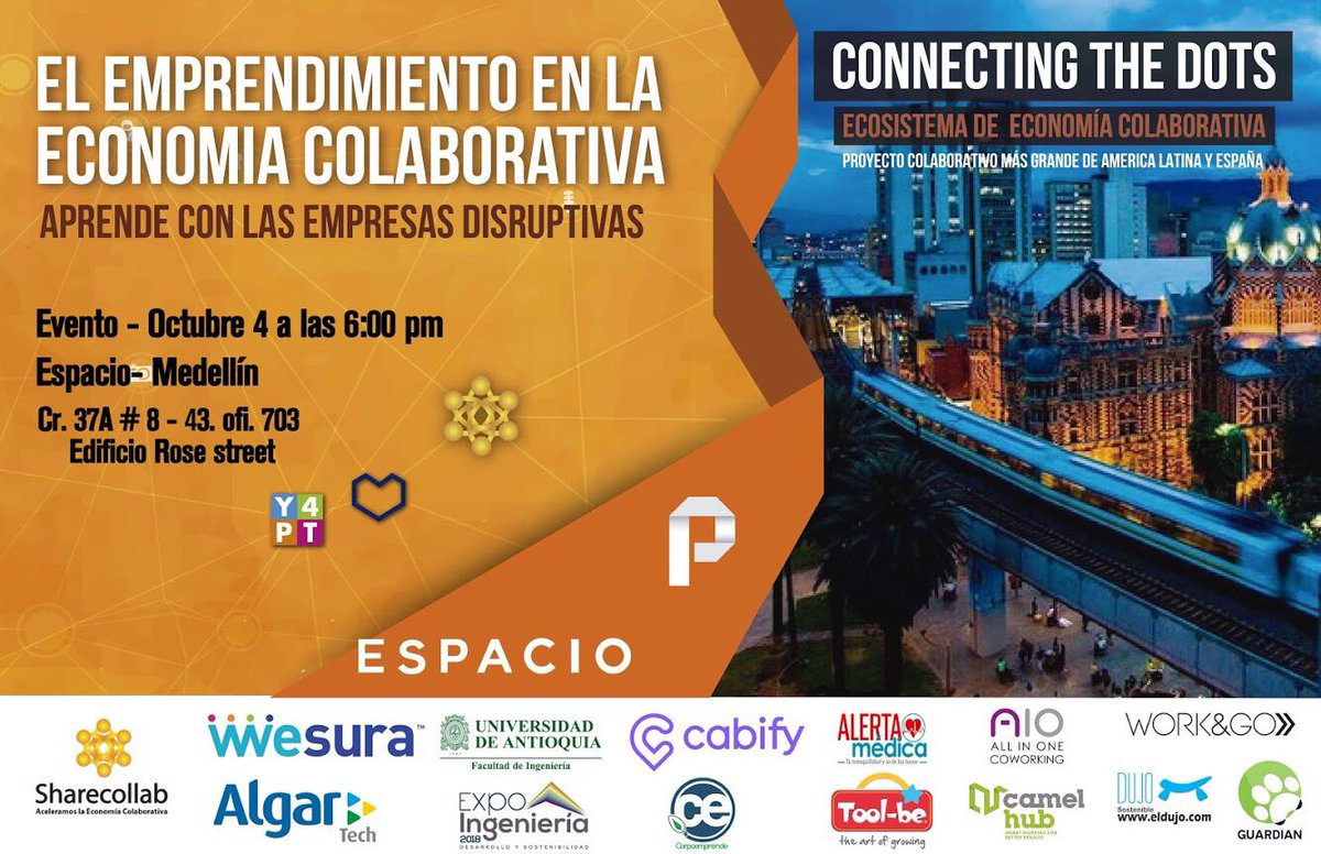 sharecollabco's tweet photo. Estamos inspirando, acelerando y cocreando la #EconomíaColaborativa en #Latam Proximo evento #ConnectingTheDots - #Medellin https://t.co/Dwn6O3dB71
Apalancando las  #CiudadesColaborativas con ciudadanos empoderados para hacer posible una economía mas inclusiva y eficiente https://t.co/54lF9uaO7z