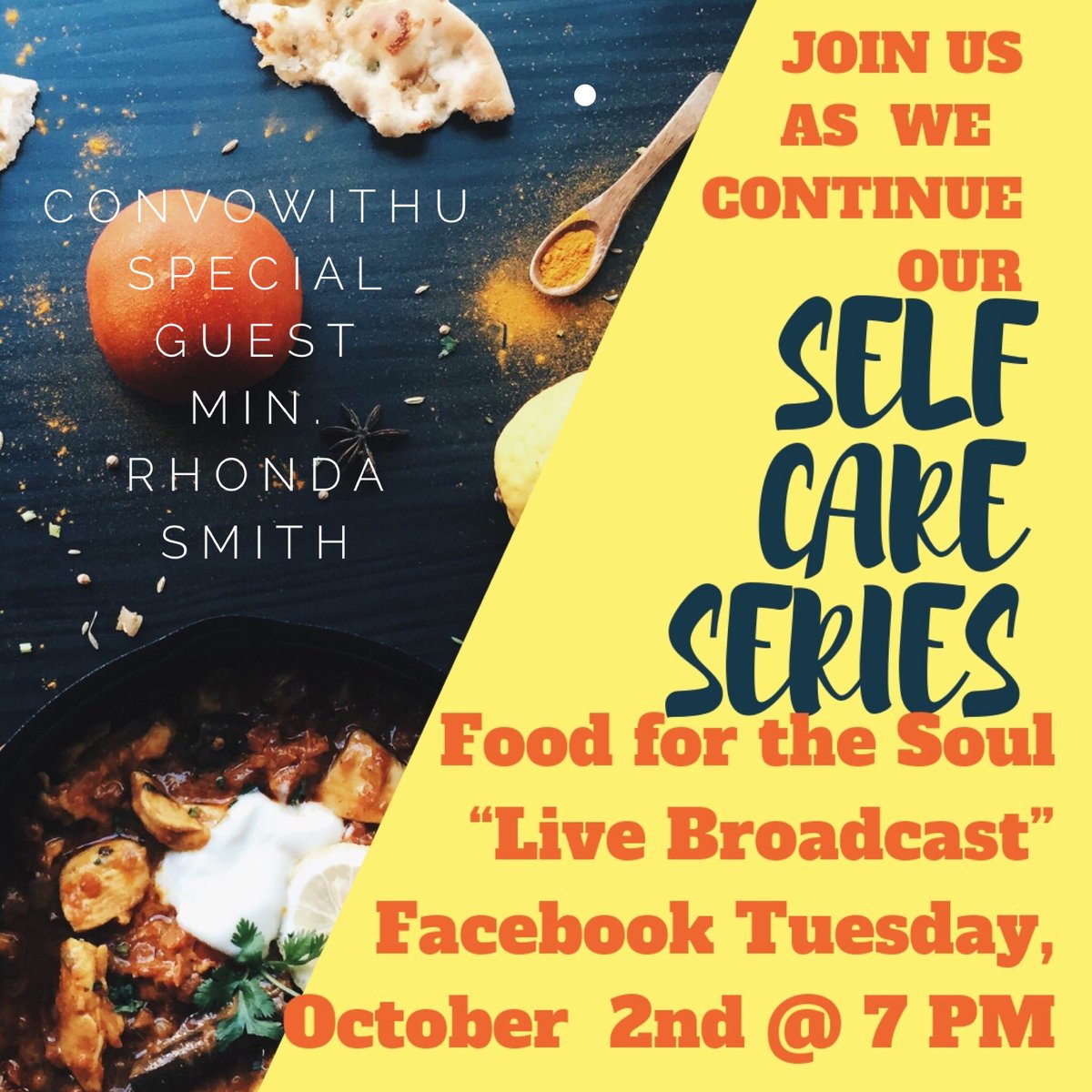 Convowithu's tweet photo. Join us TOMORROW! Get your notepad ready! It’s gonna be packed with good info you don’t want to miss
#food #eatingwell #healthy #eating #convowithu #self #care https://t.co/tIv8LOyQyA