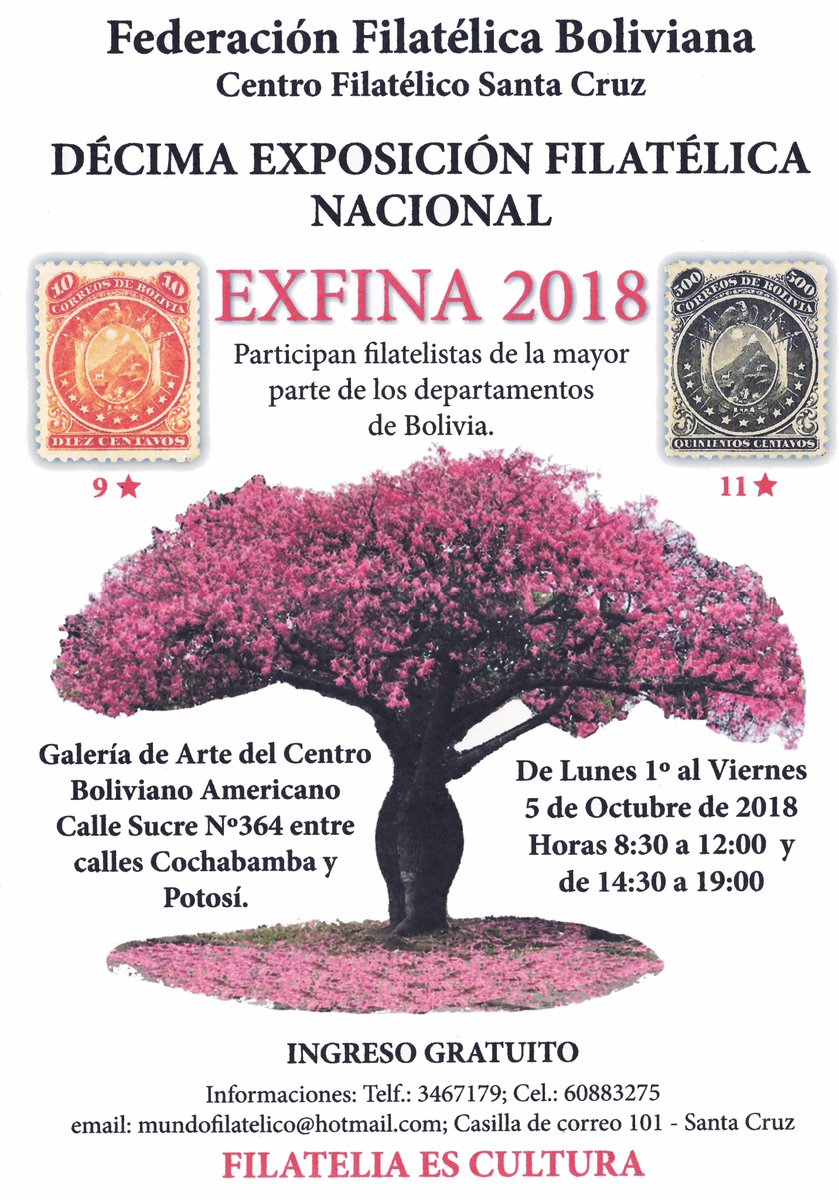 Hoy se inaugura #EXFINA2018 (Exposición Filatélica Nacional 2018) | #Bolivia #Filatelia