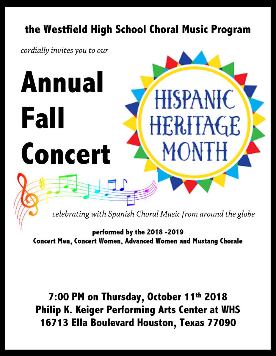 Join the <a href="/SpringISD/">Spring ISD</a> <a href="/whsmustangs/">Westfield Mustangs</a> choir as we celebrate Hispanic Heritage Month...