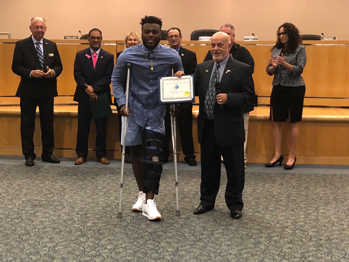 Tonight, the City of Deltona recognized Latrell Faison as a SuperStar student, athlete, and citizen! Thank you Latrell, for showing off the Deltona Way! @CarbonellDHS <a href="/CounselingDen/">DHS Counseling Department</a>