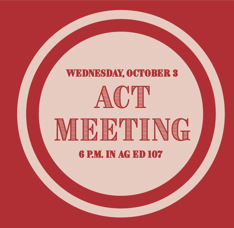 ActTtu's tweet photo. Don’t miss our October meeting on Wednesday! #TTUACT https://t.co/TU001mwfQ4