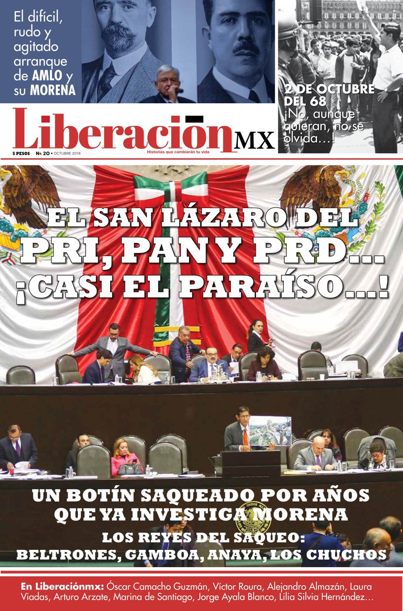 LaDignaMetafora's tweet photo. Nuestro tema de portada en Liberaciónmx: El San Lázaro de PRI, PAN y PRD... ¡Casi el Paraíso...!
Un botín saqueado por años que ya investiga Morena
Suplemento cultural La furia del pez de Víctor Roura
Ya está en circulación https://t.co/tGKXDfNMkJ
