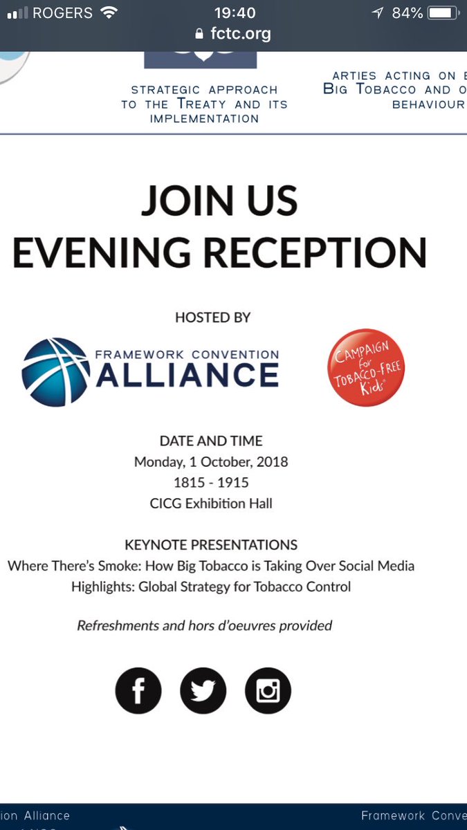 K_d_a7's tweet photo. Interesting the evening festivities at #COP8CFTC is hosted by .@TobaccoFreeKids who was granted observer status. Is this what it costs for .@INNCOorg to be recognized? #NoConflict https://t.co/934ykS4y7Z