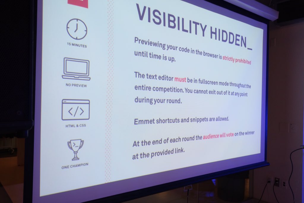 TheDavidDias's tweet photo. I originally was the first to subscribe to #visibilityhidden but couldn’t be enough prepared for that challenge... I came however to see how it goes and support the courageous web developers! #hackeryou @hackeryou https://t.co/FoCRyVPcOP