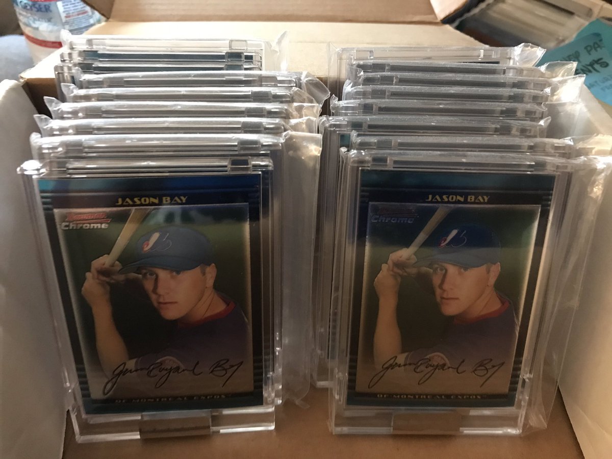 cardboardicons's tweet photo. Awwwww yeah ... the greatness of 2002 Bowman Chrome Uncirculated rookie cards. #collect #baseballcards #jasonbay @BowmanCards https://t.co/AkYfsDFKdL