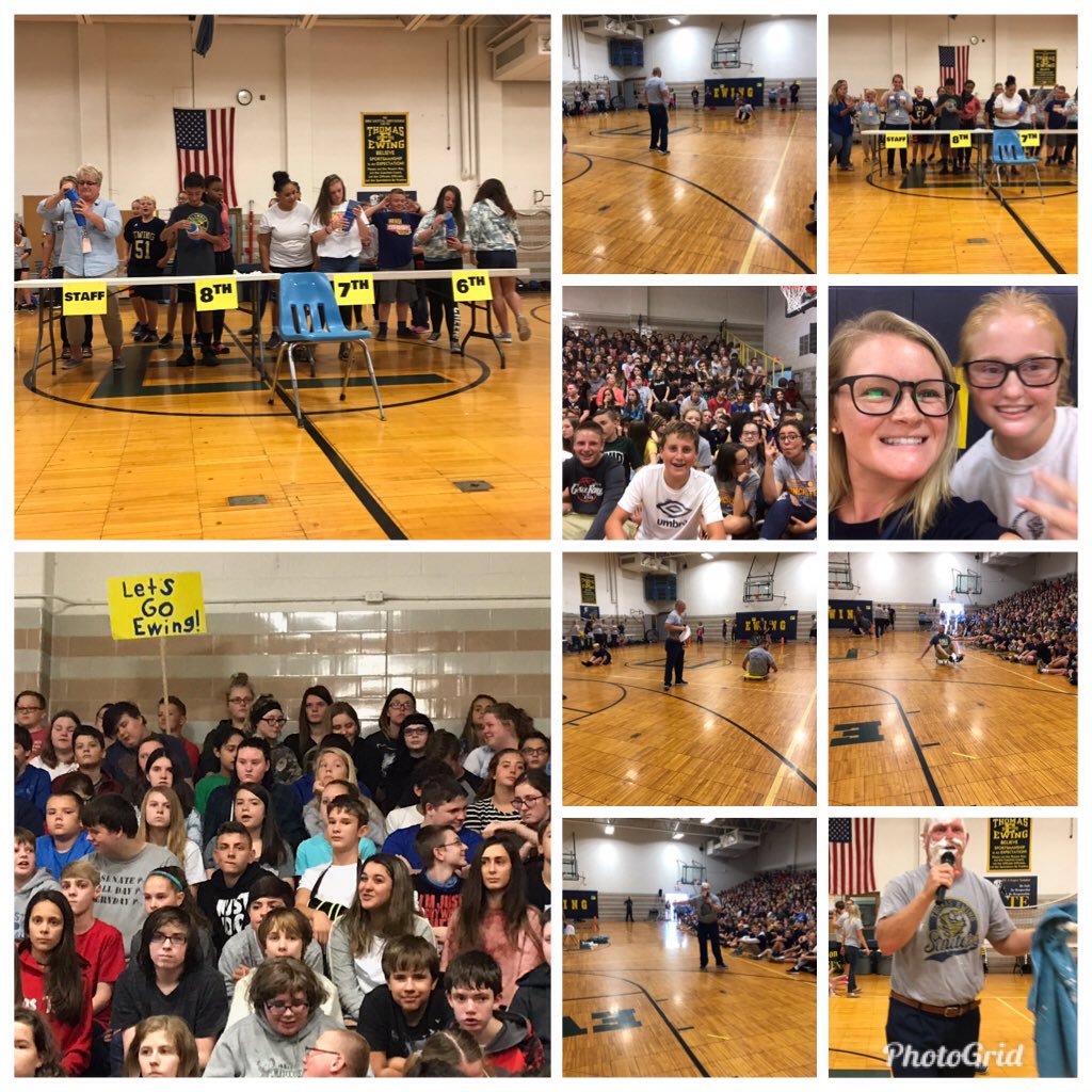 TESenators's tweet photo. Tissue pull, cup stacking, scooter race, Blue/Gold-Gale Pride cheer. The gym was rocking! #senatornation #galepride https://t.co/dheGsKs0cd