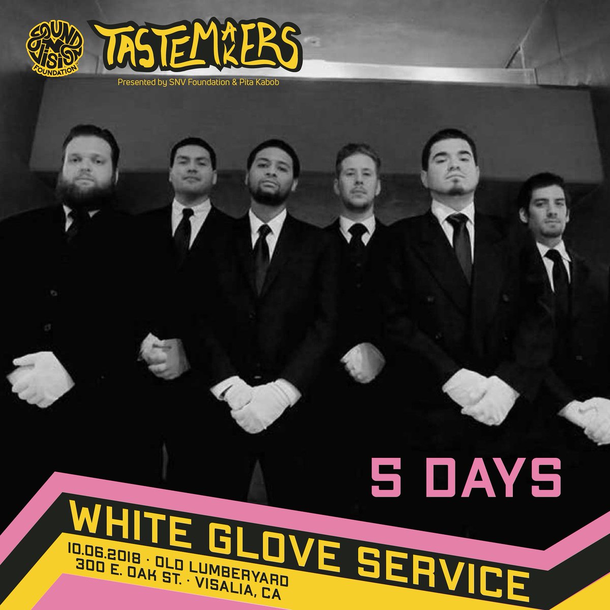 ⚠️ FIVE DAYS AWAY! ⚠️

Do you have your tickets yet?! Get them now for $10 at TastemakersFestival.com, at <a href="/PitaKabob/">Pita Kabob</a> or <a href="/VelouriaRecords/">VelouriaRecords</a> in Downtown #Visalia!