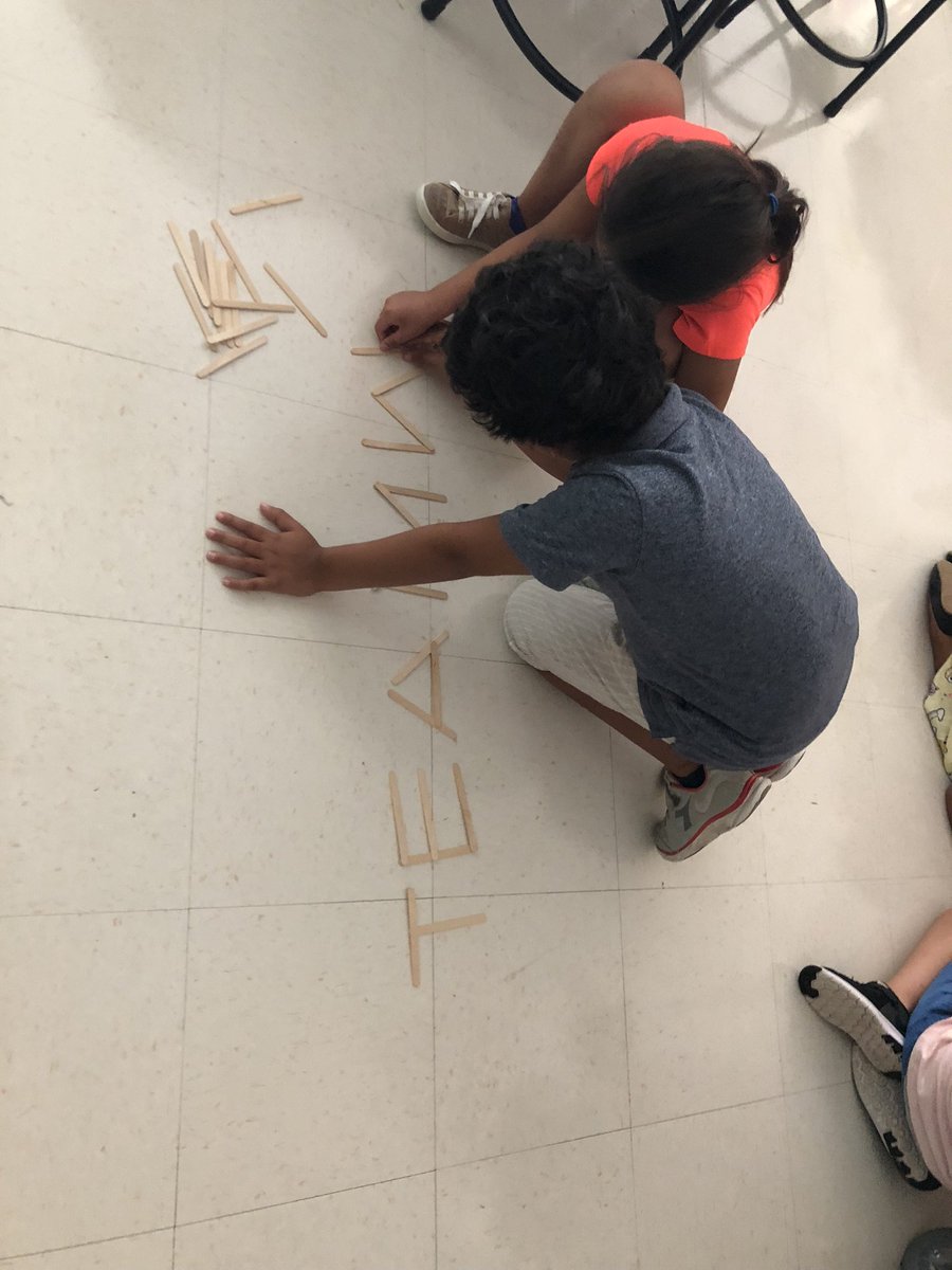 RobDesignLab's tweet photo. 2nd graders put their best “TEAMWORK” to the test as they worked cooperatively to spell out “TEAMWORK.” 
@RobertsvilleES https://t.co/3V46sbHjzm