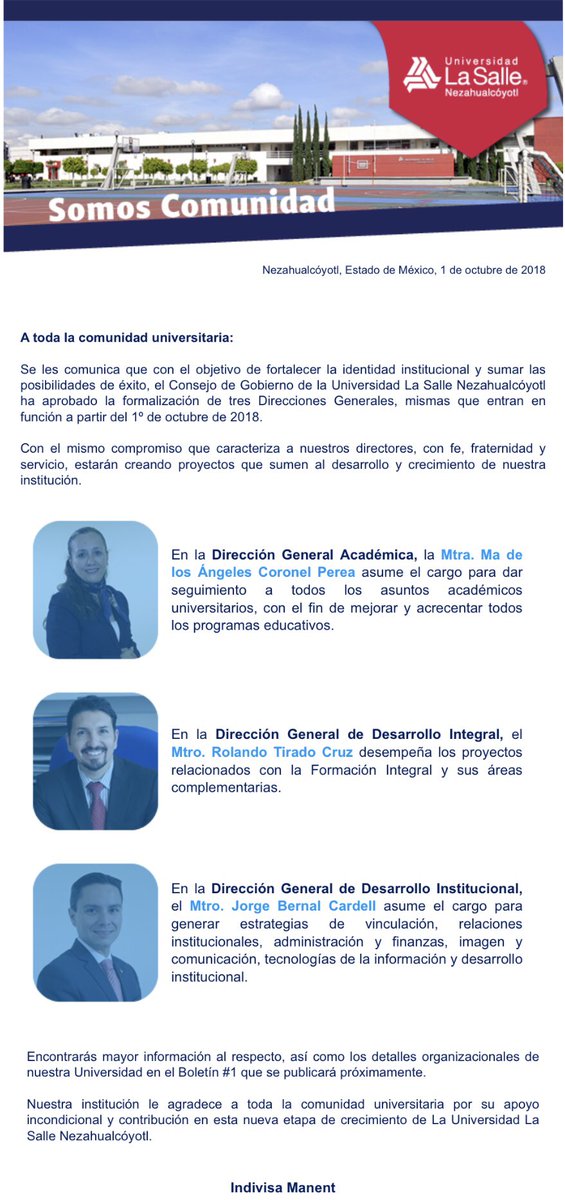 BernalCardell's tweet photo. Cuando amas tu trabajo, te entregas a lo que haces y haces el bien, el universo conspira para seguir creciendo personal y profesionalmente. Gracias @ULSA_NEZA por la confianza y un nuevo reto. https://t.co/YjCMpIQH1n