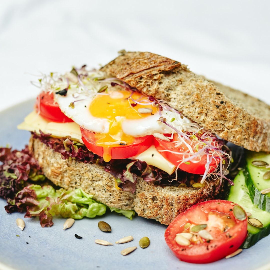 SeamoreFood's tweet photo. Finger-licking good. Seaweed bread with a slice of cheese, a fried egg, bean sprouts, lettuce, tomato and cucumber is a killer combination and has all the nutrients you need to get through the day. Available at BBROOD stores. #bbrood #seaweed #lowsalt #seaweedbread https://t.co/TTcadbTF76