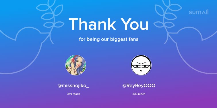 Our biggest fans this week: @missnojiko_, <a href="/ReyReyOOO/">ReyRey</a>. Thank you! via sumall.com/thankyou?utm_s…