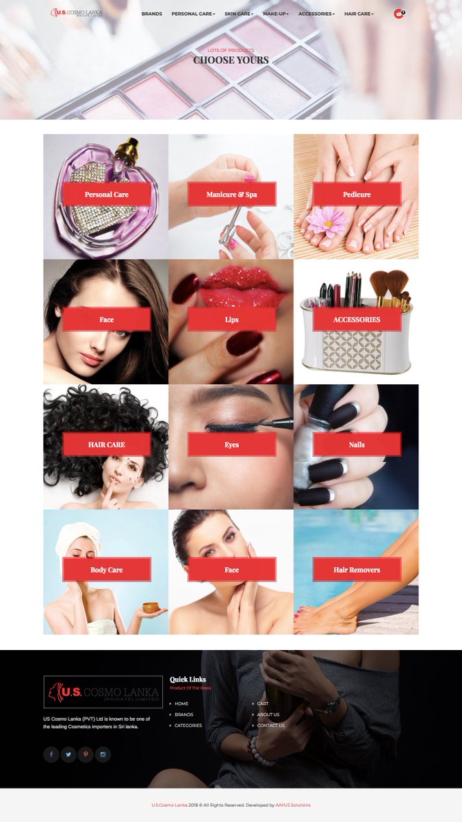 aayus_solutions's tweet image. New Website Launch Using &quot;AAYUS Shopping Cart V2.2&quot;
US Cosmo Lanka (PVT) Ltd is known to be one of the leading Cosmetics importers in Sri Lanka.
Start Shopping Now : uscosmo.lk
