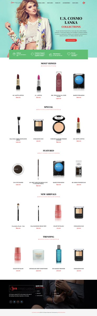 aayus_solutions's tweet image. New Website Launch Using &quot;AAYUS Shopping Cart V2.2&quot;
US Cosmo Lanka (PVT) Ltd is known to be one of the leading Cosmetics importers in Sri Lanka.
Start Shopping Now : uscosmo.lk