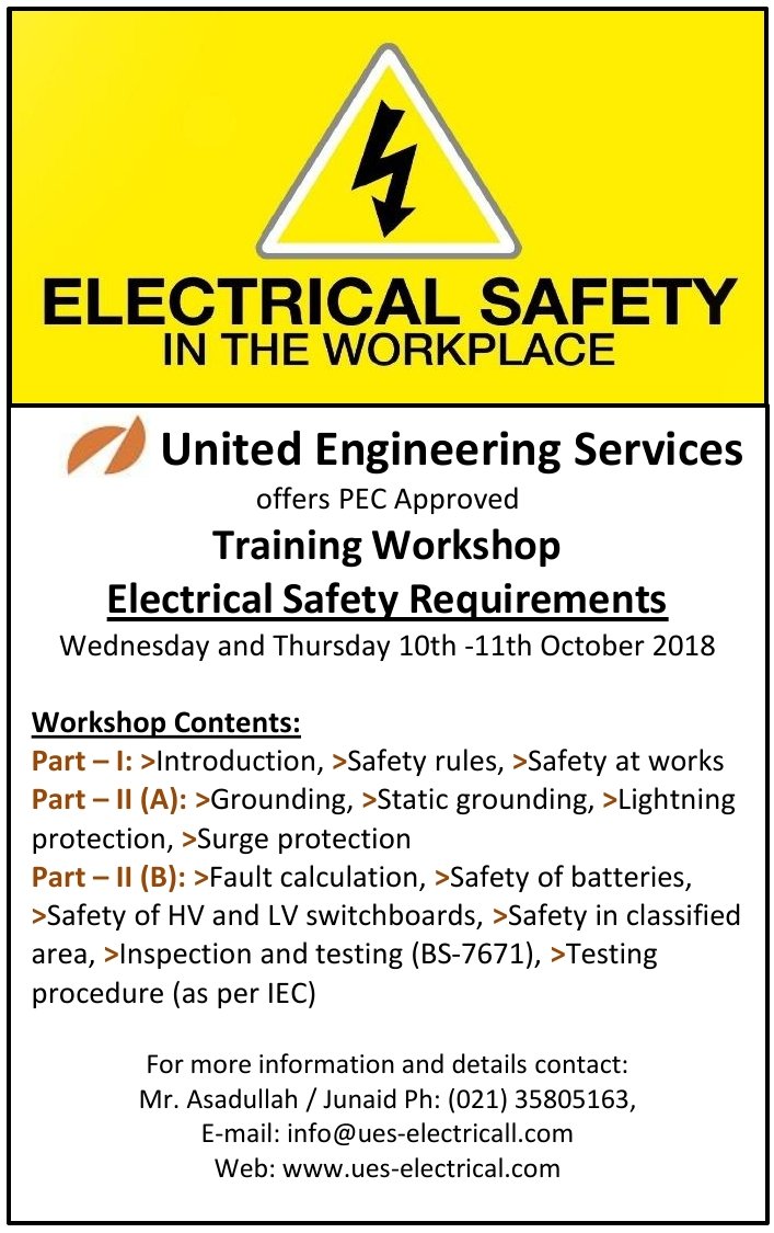United Engineering Services On Twitter Ues Offers Pec Approved Training Workshop For October 2018 Electrical Safety Requirements On 10 11 Oct 2018 For Registration Informations Please Contact At Tel 922135805163 Email Info Ues Electrical Com