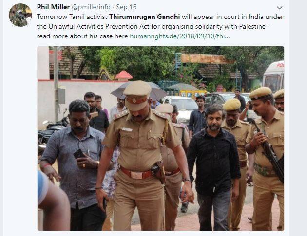 SaveThoothukudi's tweet photo. Please urge the Indian Government to immediately free human rights defender  Thirumurugan Gandhi who is ill in jail. #FreeThiruMuruganGandhi 
#KeepSterliteShut
#JusticeForThoothukudi https://t.co/FVb3b6kPoX
