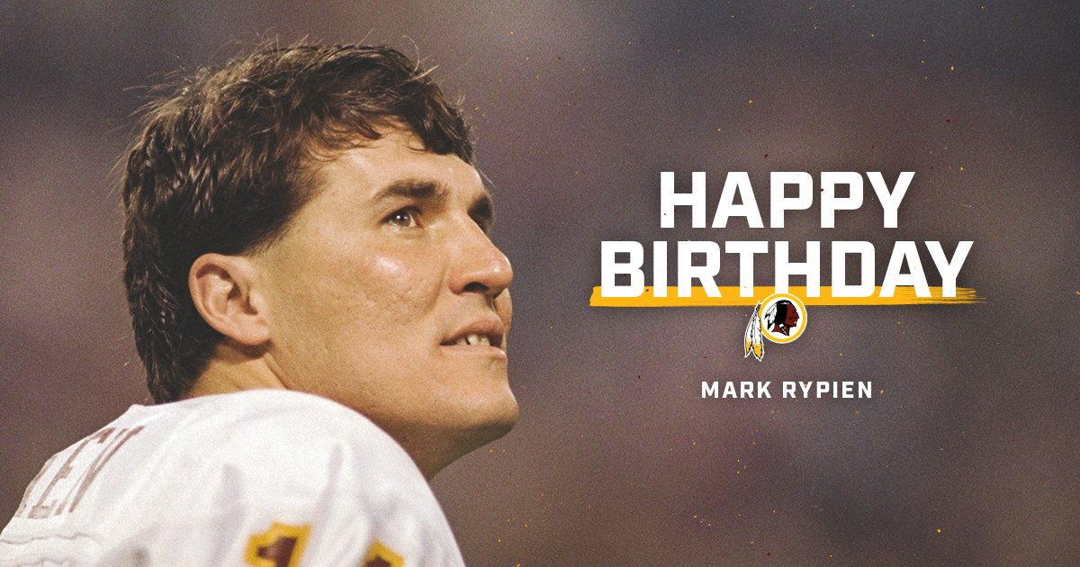 Commanders's tweet photo. Join us in wishing a big happy birthday to #Redskins great QB Mark Rypien. #HTTR https://t.co/H2F3sxtot4