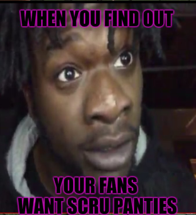 SadieeJuneeXX's tweet photo. Possibly the most unusual and best livestream yet. I'm calling it #LadiesNight at @scrufacejean 's house. And from the stream I bring you this. ππ #ScruFaceJean #ScruReactions #ScruMemes #ScruMerch #ScruPanties #SFJNATION #InMyBag https://t.co/s0dyZttMVc