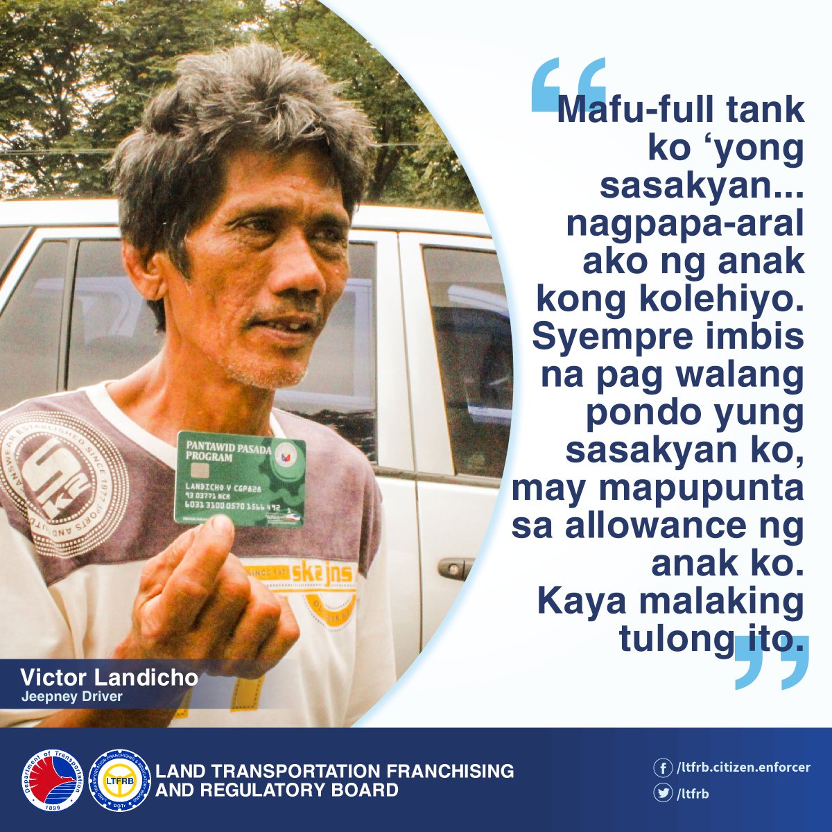 Ang Pantawid Pasada Program Caravan ay nasa North Caloocan City Hall extension NGAYONG ARAW (October 2) mula 9am hanggang 5pm. Sa October 3 (Wednesday) at October 4 (Thursday), itutuloy ang PPP Fuel Card distribution sa LTO, East Ave., Quezon City mula 9am hanggang 5pm.