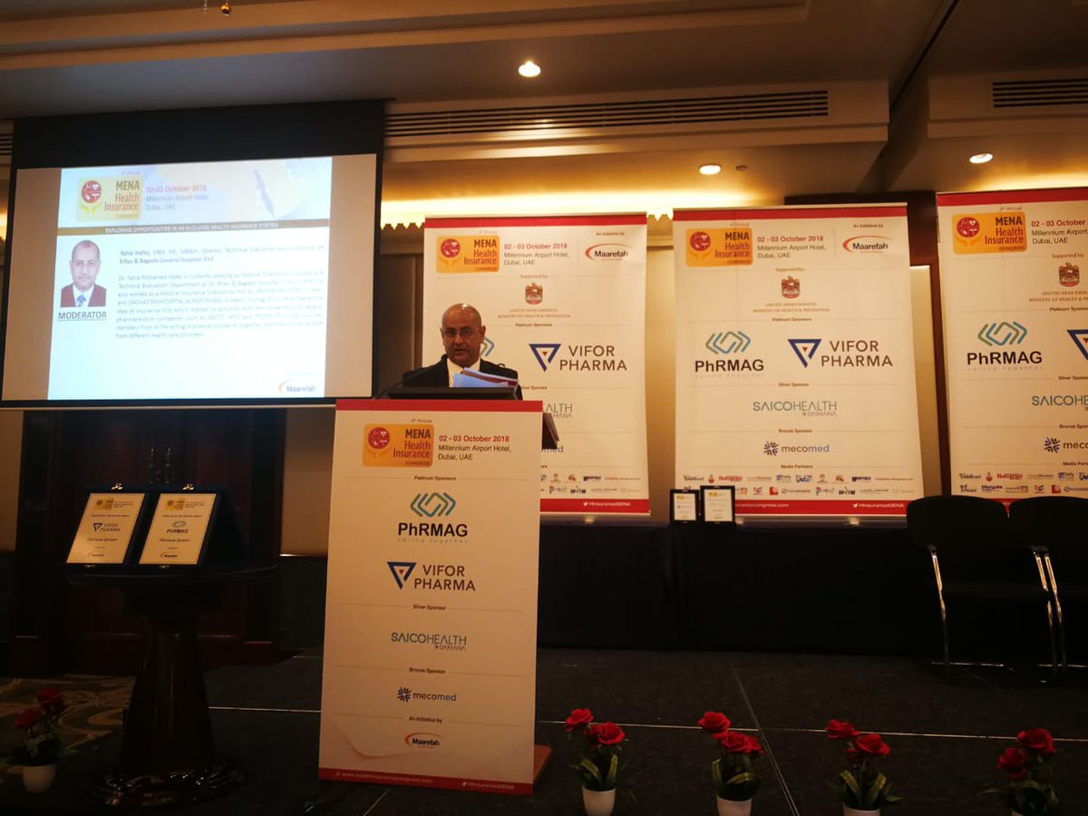 MENA_HInsurance's tweet photo. Dr. Yahia Hafez, #MBA, MS, MBBch, #Director, Technical
#Evaluation and #Insurance, Dr. Erfan & Bagedo General Hospital, #KSA, is moderating session 1: Recent trends and regulatory overview of health insurance in the MENA region. #HappeningToday #ConferenceDayOne https://t.co/e8fCHxjYWb